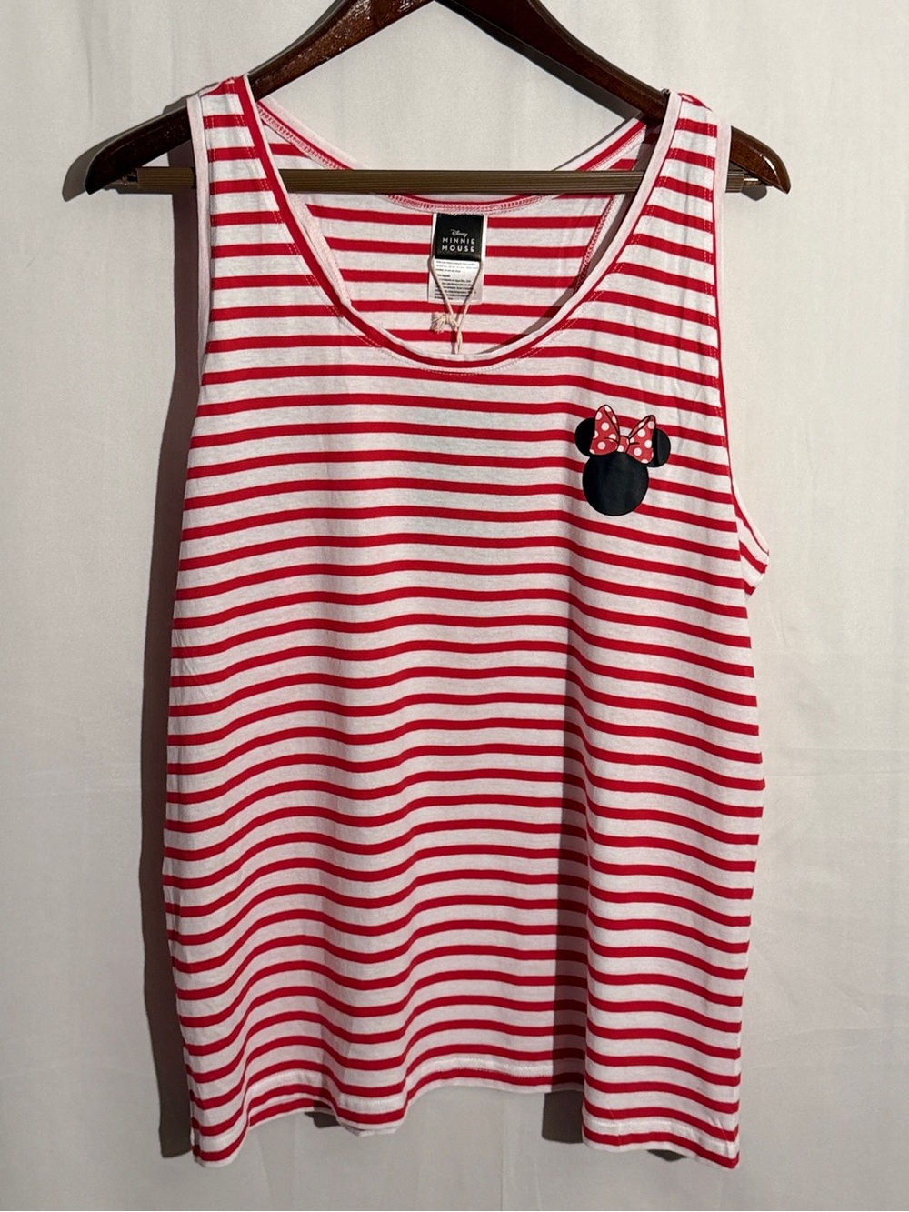 Disney Minnie Mouse Striped Tank Top Red White NWT L